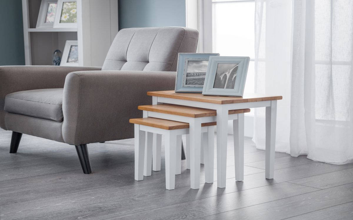 Clio Nest of Tables - White & Oak | Buy Online | Beds.ie