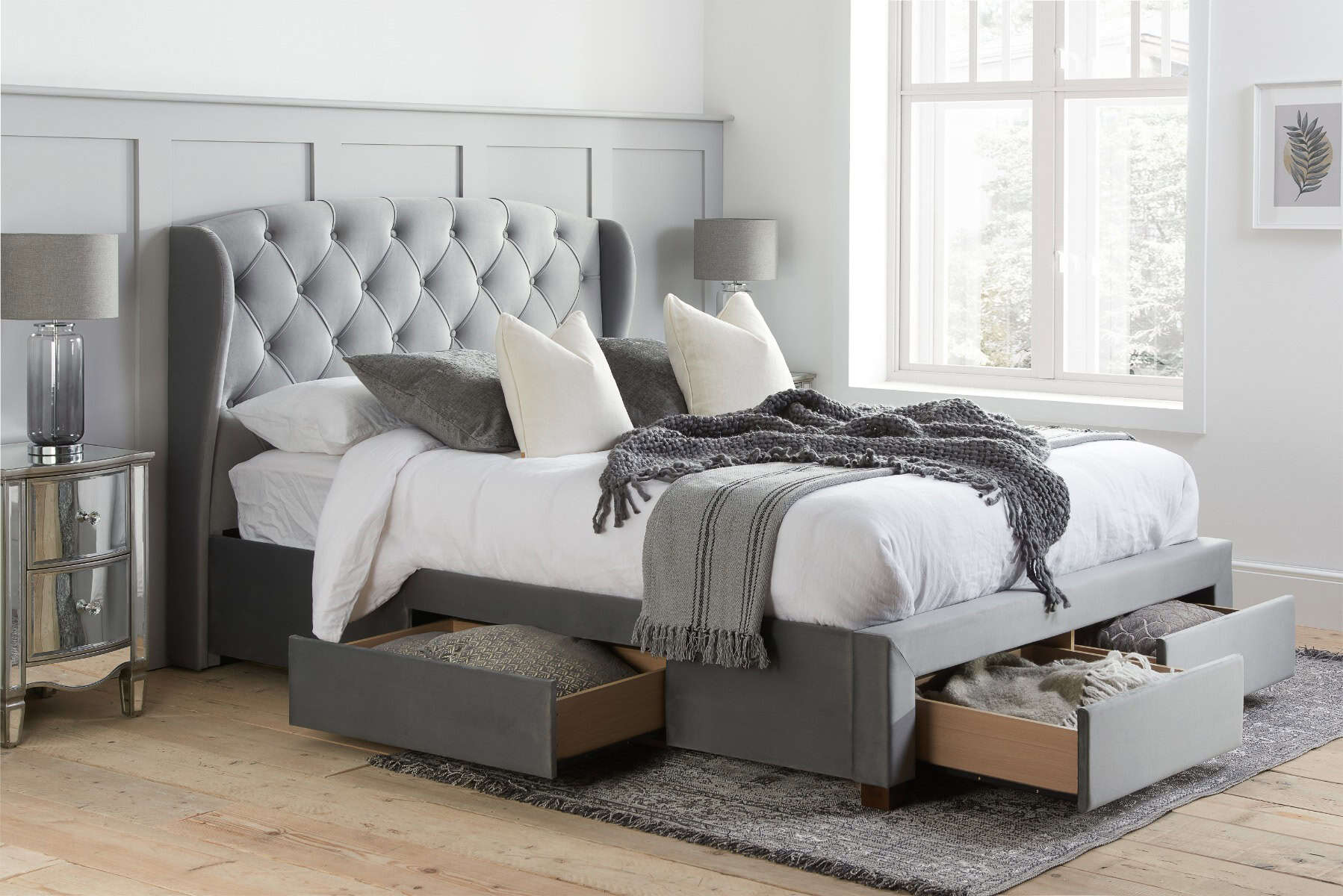 Hope 5ft Bed - Grey Velvet - Image 2