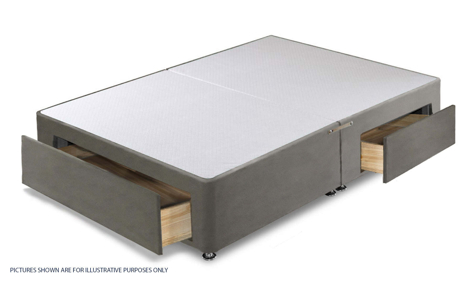 Apollo 4ft Velvet Light Grey Jumbo Drawer Divan Base - Image 2