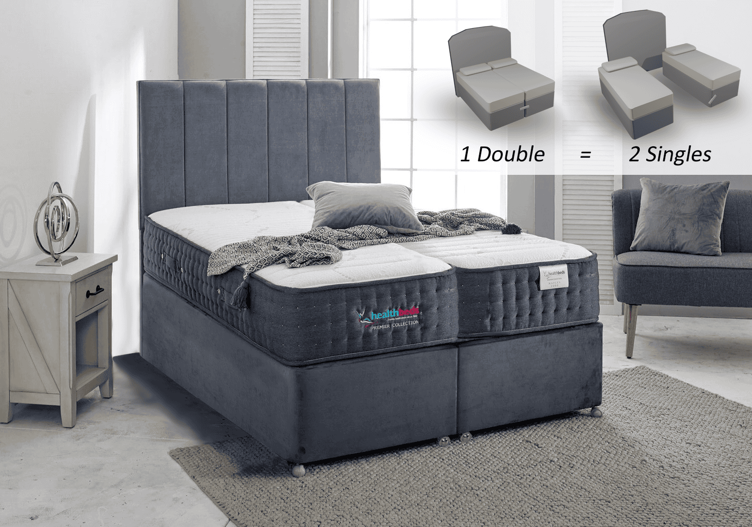 Healthbeds 6ft Naples 6000 Zip & Link Bed | Buy Online | Beds.ie