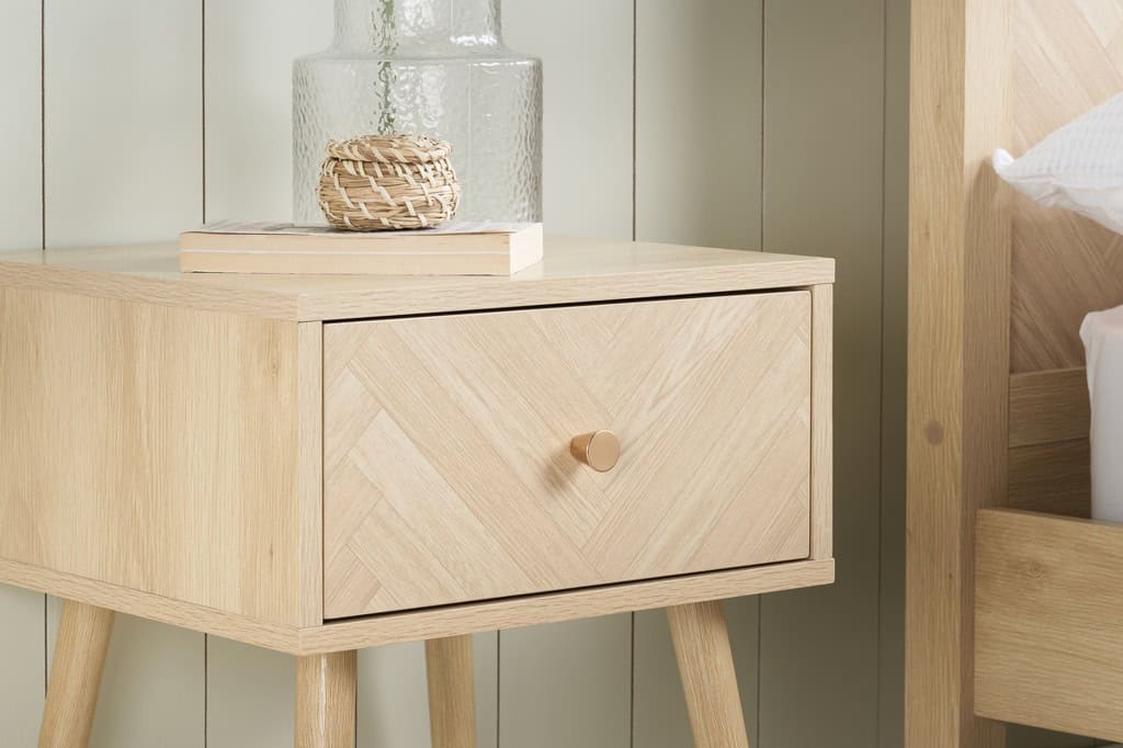 Herringford 1 Drawer Bedside - Oak - Image 6