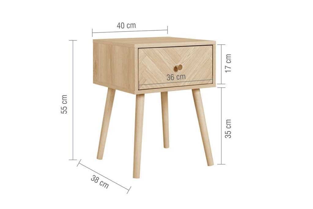 Herringford 1 Drawer Bedside - Oak - Image 9