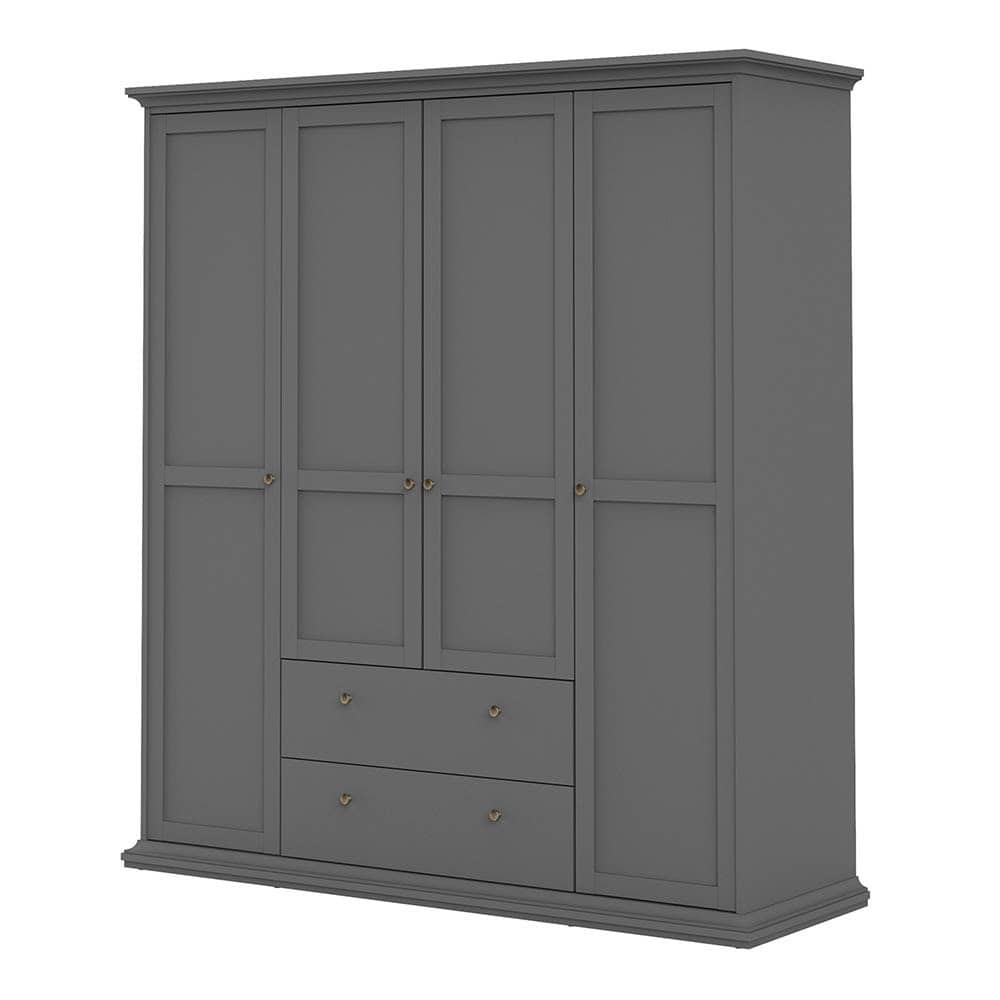 Paris 4 Door + 2 Drawer Wardrobe - Grey - Image 2