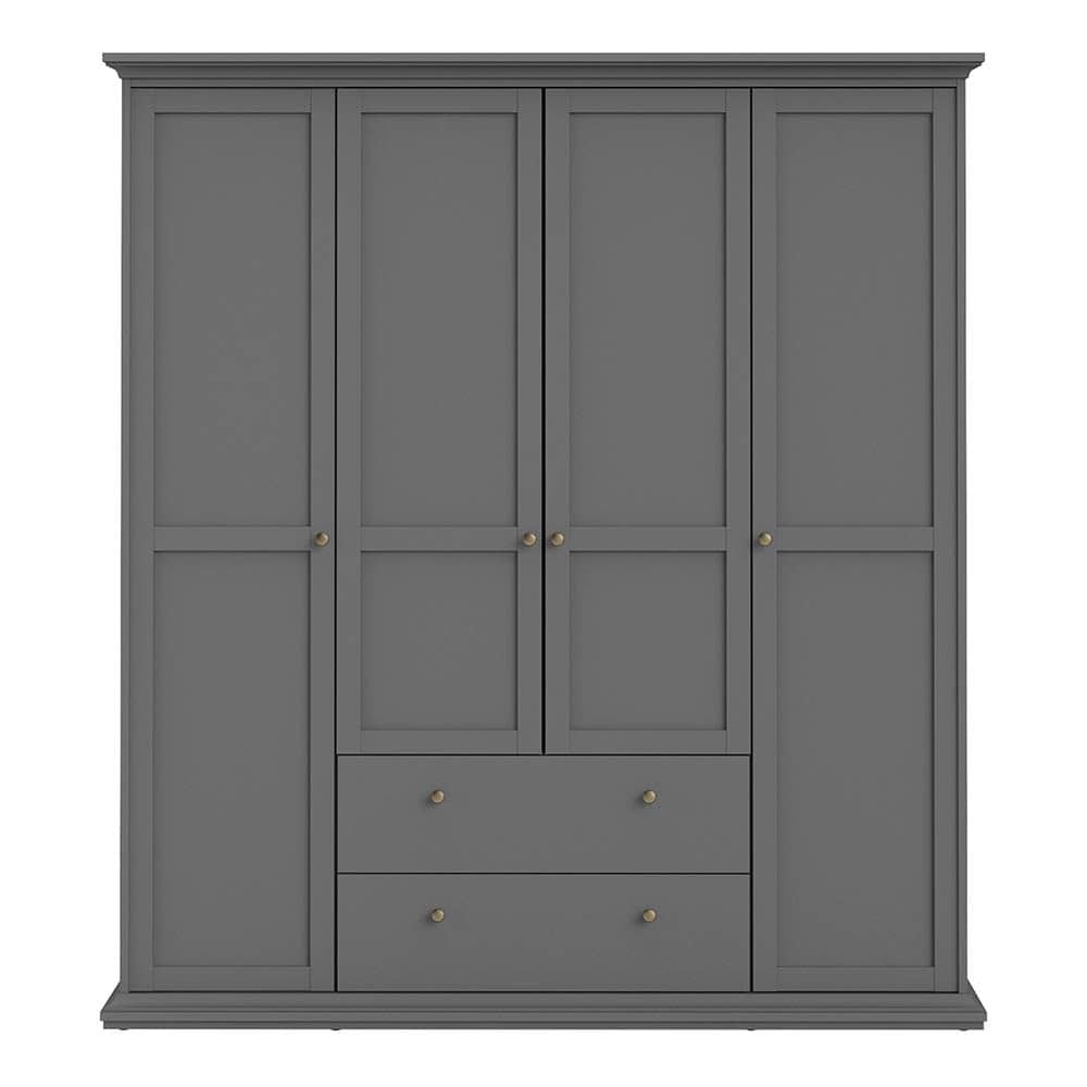 Paris 4 Door + 2 Drawer Wardrobe - Grey - Image 5
