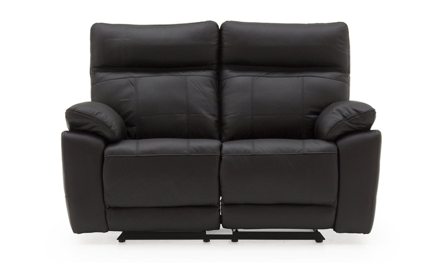 Positano 2 Seater Reclining Sofa - Black Leather | Buy Online | Beds.ie