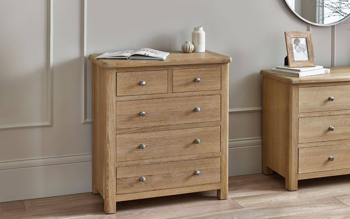 Memmingen 3+2 Drawer Chest - Limed Oak | Buy Online | Beds.ie