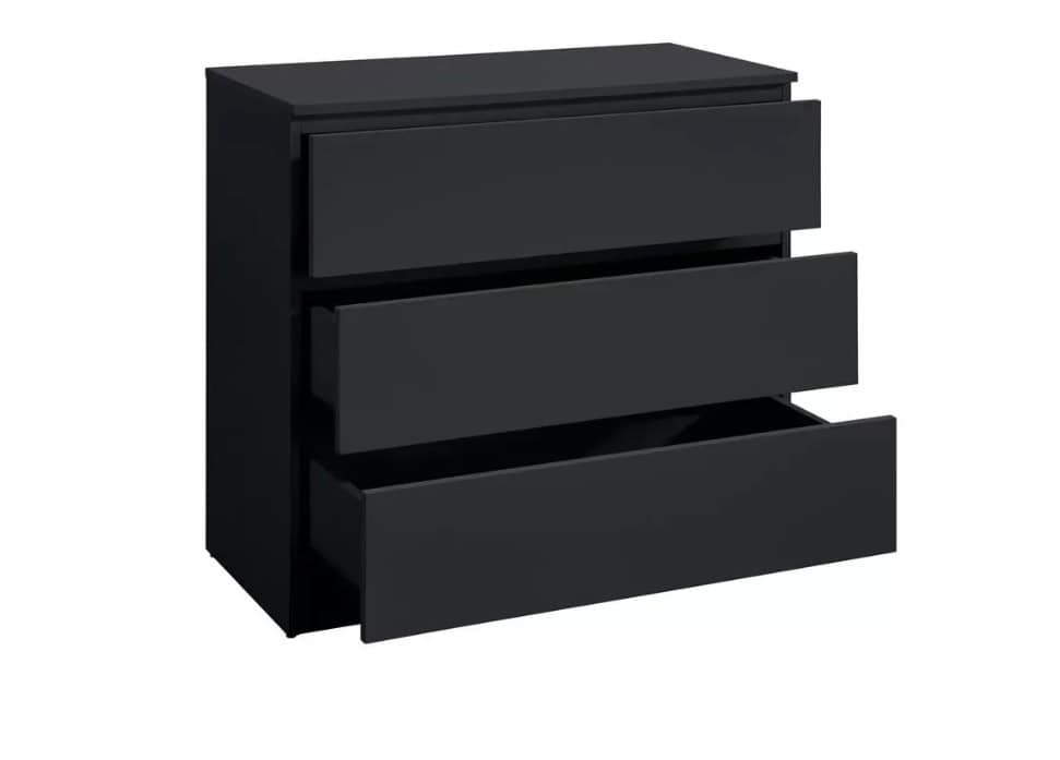 Oslo 3 Drawer Chest - Black - Image 4
