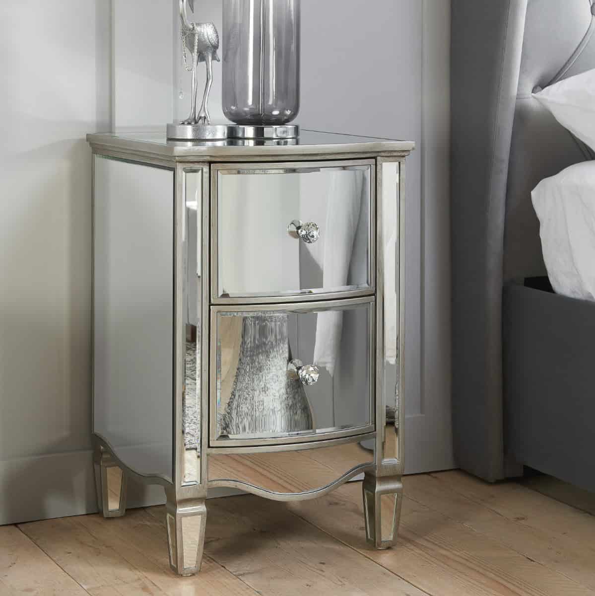 Elysee Mirrored 2 Drawer Bedside | Buy Online | Beds.ie