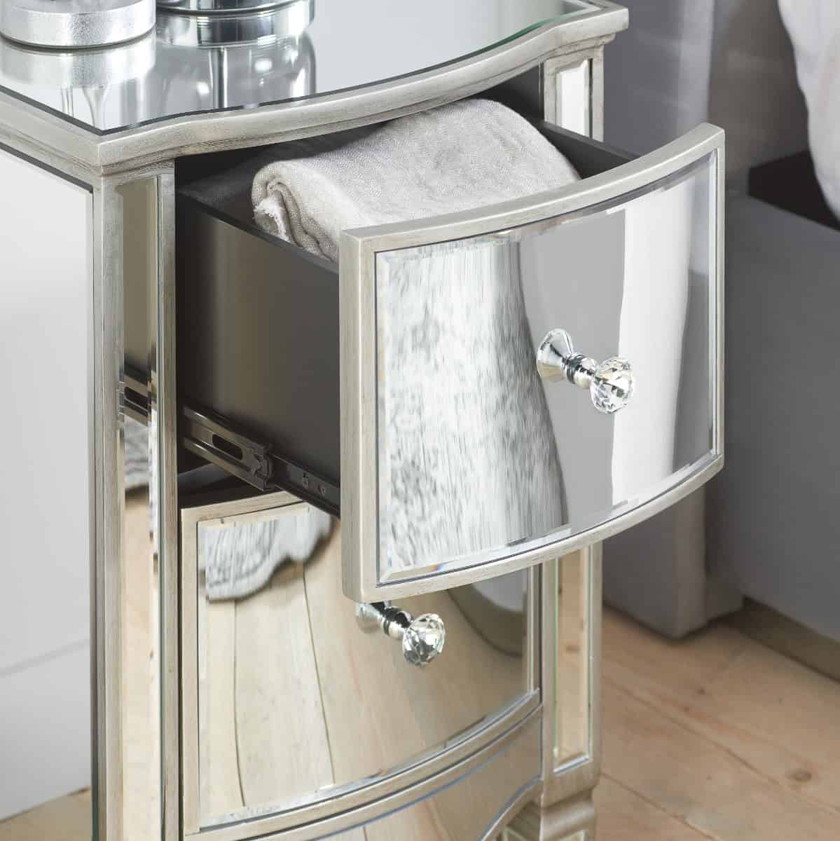 Elysee Mirrored 2 Drawer Bedside - Image 6