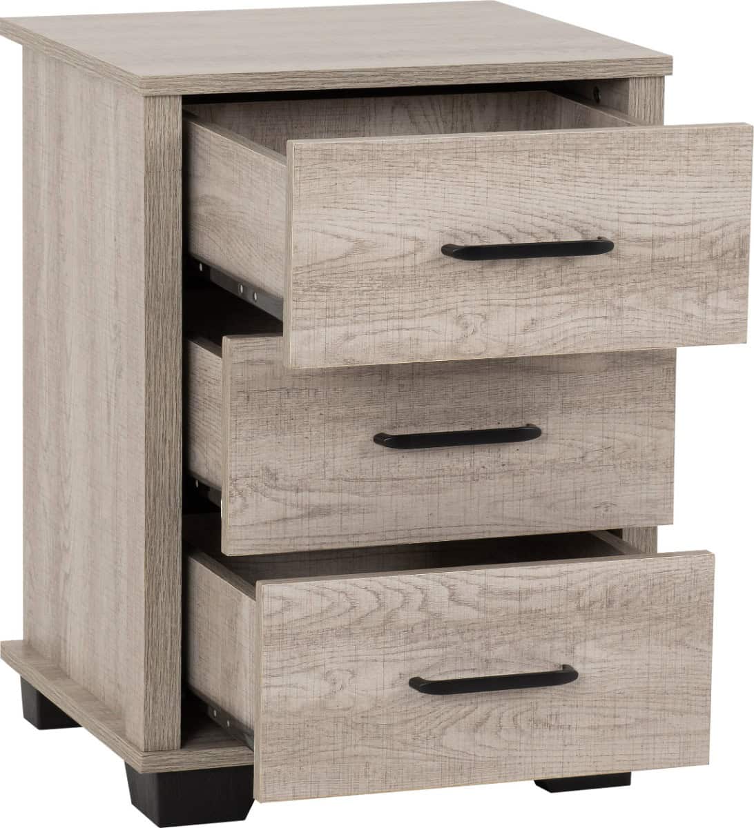 Oliver 3 Drawer Bedside - Light Oak Effect - Image 2