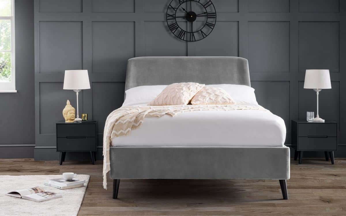 Frances 5ft Curved Bedframe - Grey Velvet | Buy Online | Beds.ie