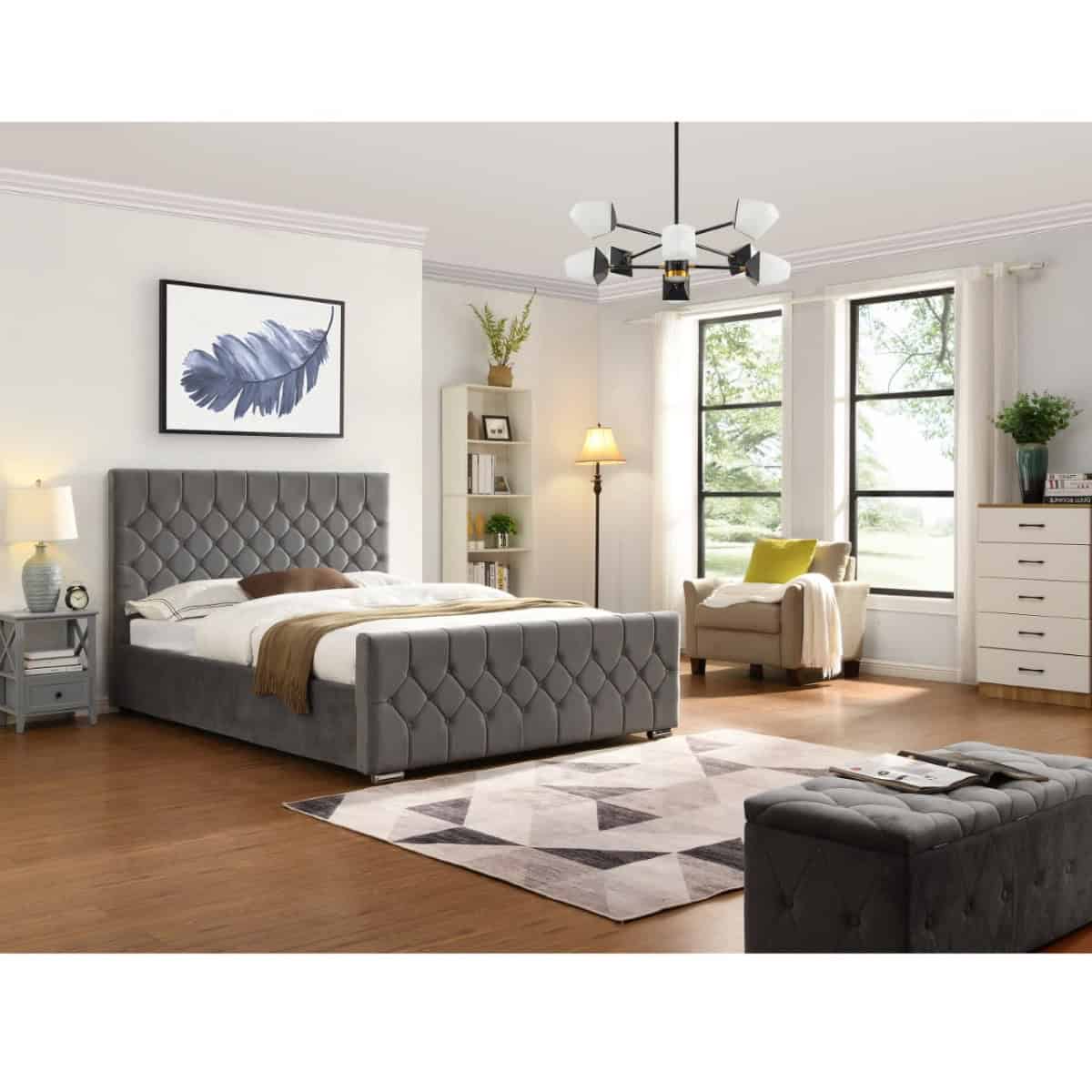 Galway 4ft Bedframe - Grey - Image 2