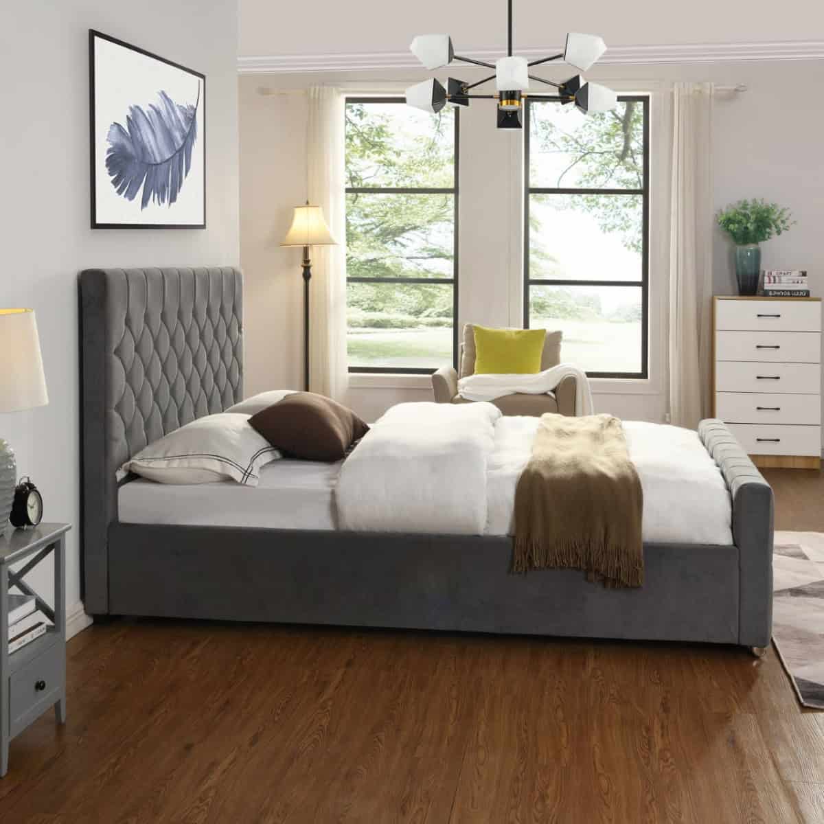 Galway 4ft Bedframe - Grey - Image 3