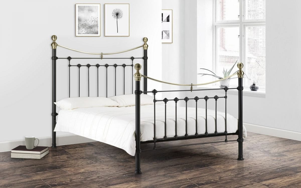 Veronica 4ft6 Bedframe - Satin Black & Brass - Image 2