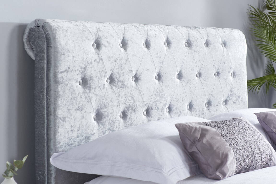 Sienna 4ft Side Ottoman - Steel Crushed Velvet - Image 3