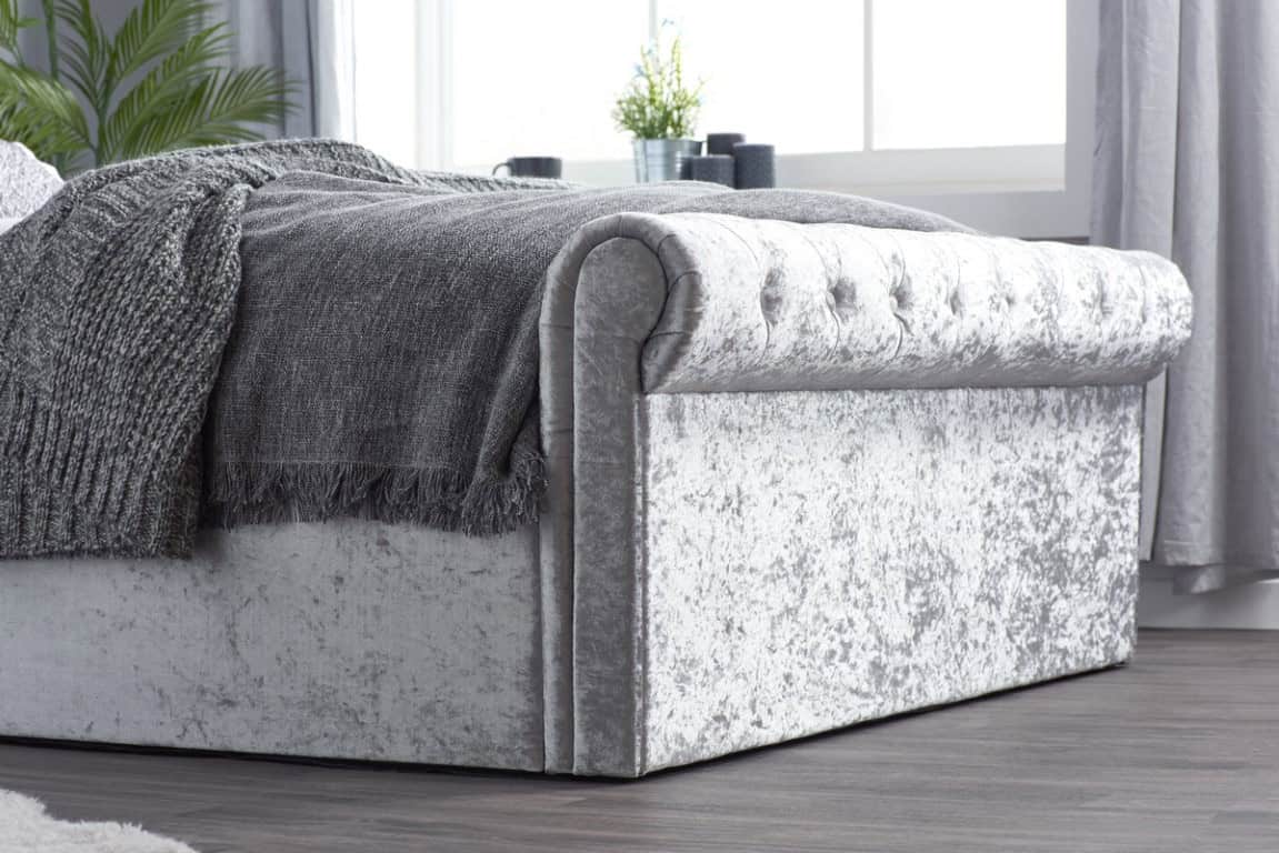 Sienna 4ft Side Ottoman - Steel Crushed Velvet - Image 4
