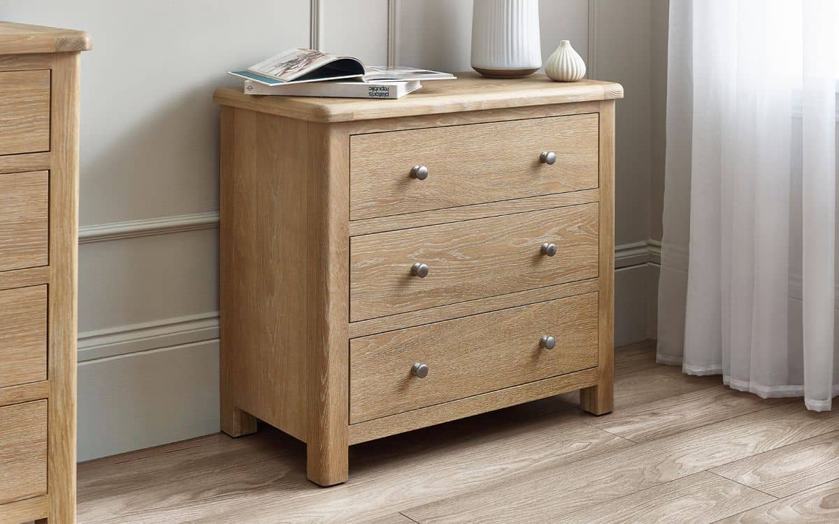 Memmingen 3 Drawer Chest - Limed Oak | Buy Online | Beds.ie