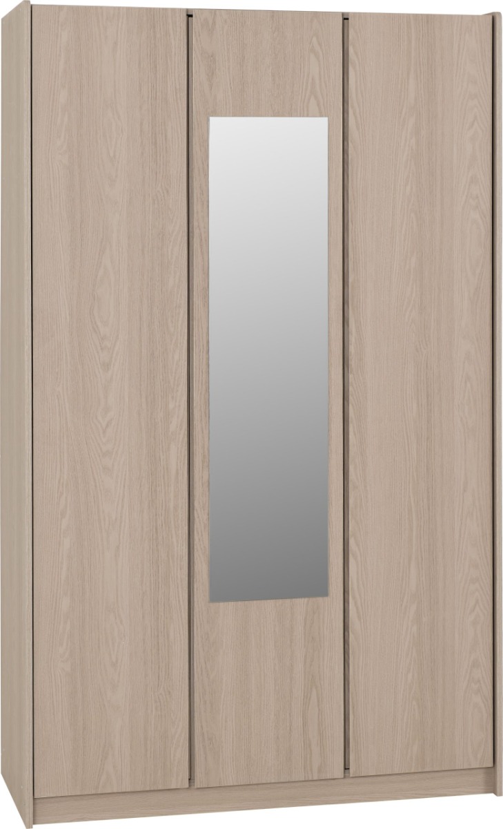 Paris 3 Door Mirrored Wardrobe - Smoked Ash | Buy Online | Beds.ie