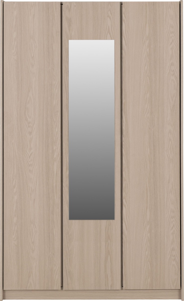 Paris 3 Door Mirrored Wardrobe - Smoked Ash - Image 2