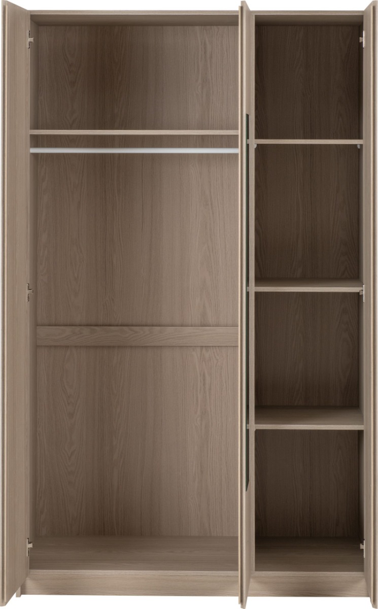 Paris 3 Door Mirrored Wardrobe - Smoked Ash - Image 4