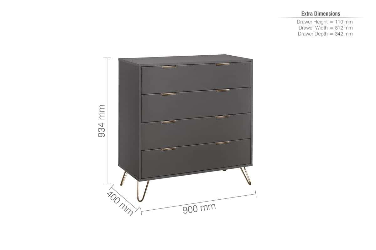 Arlo 4 Drawer Chest - Charcoal - Image 4