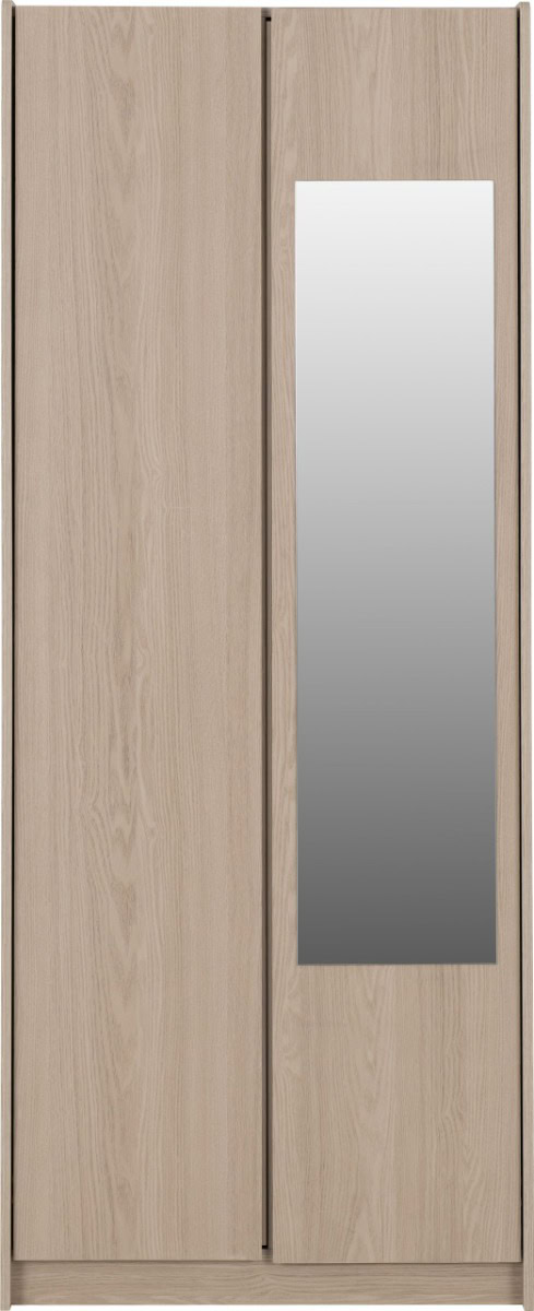 Paris 2 Door Mirrored Wardrobe - Smoked Ash - Image 2