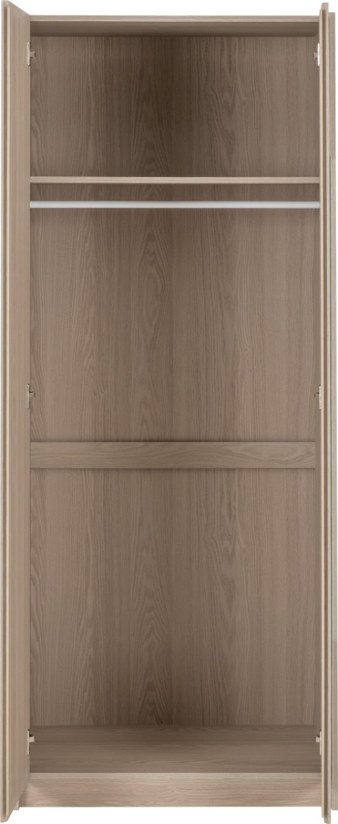Paris 2 Door Mirrored Wardrobe - Smoked Ash - Image 4