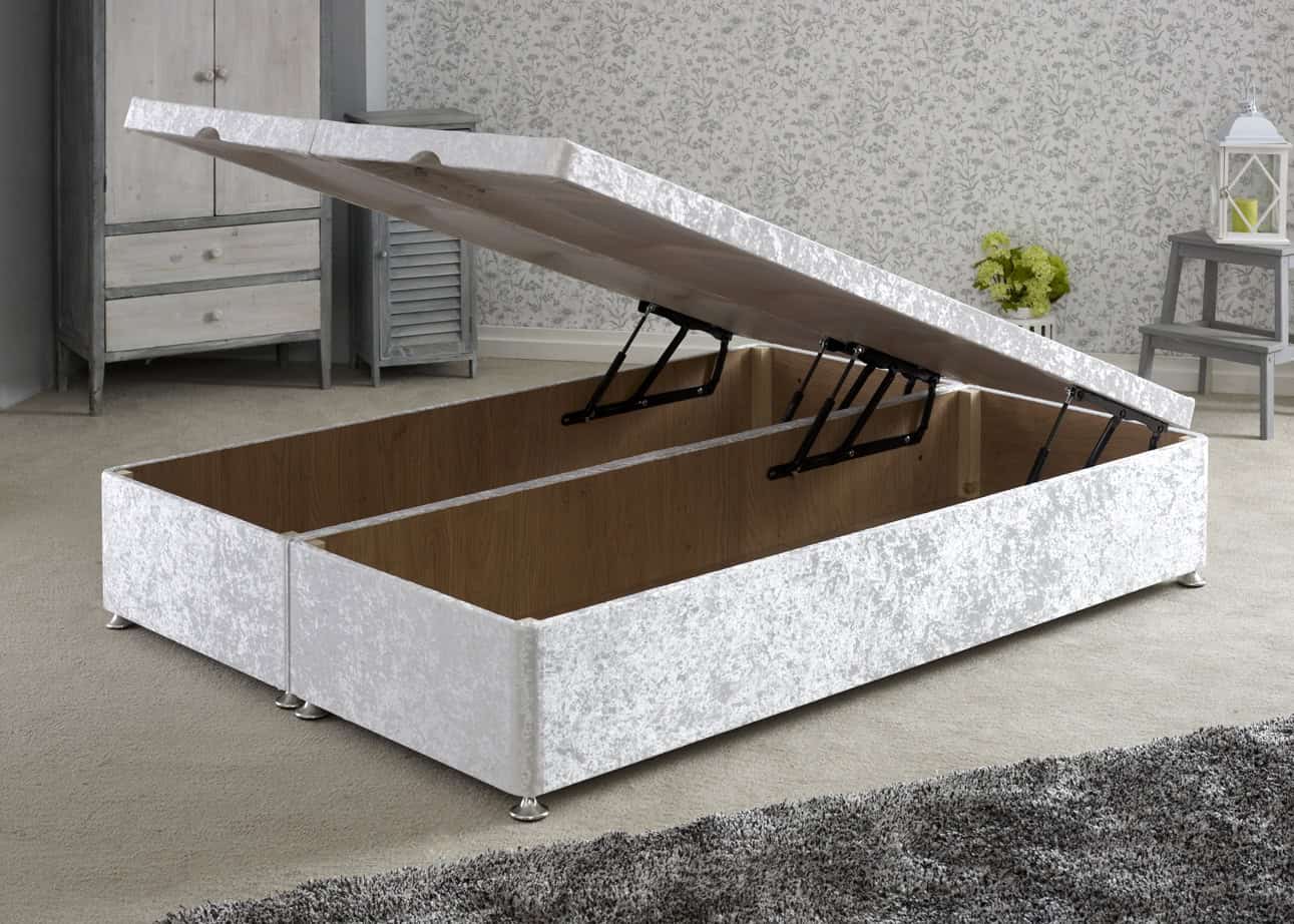 Apollo 5ft Glitz Ice White Front Opening Ottoman Base | Buy Online | Beds.ie