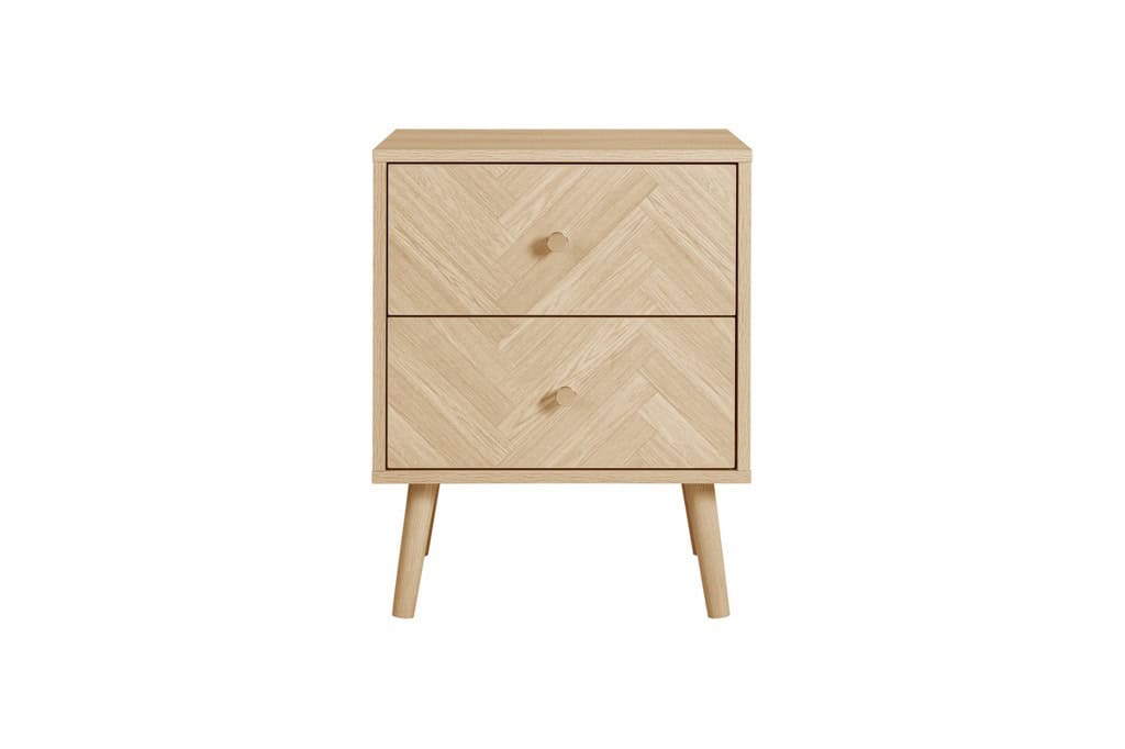 Herringford 2 Drawer Bedside - Oak - Image 2