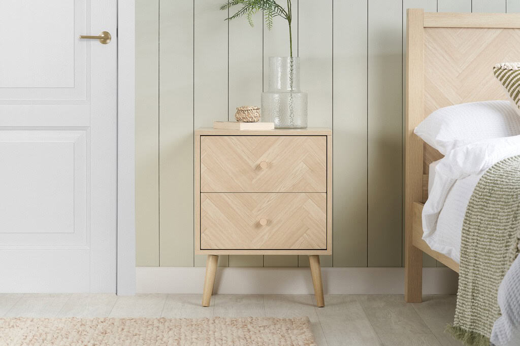 Herringford 2 Drawer Bedside - Oak - Image 7