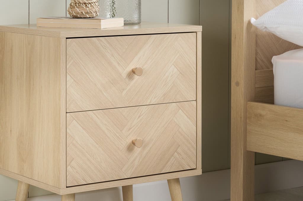 Herringford 2 Drawer Bedside - Oak - Image 8