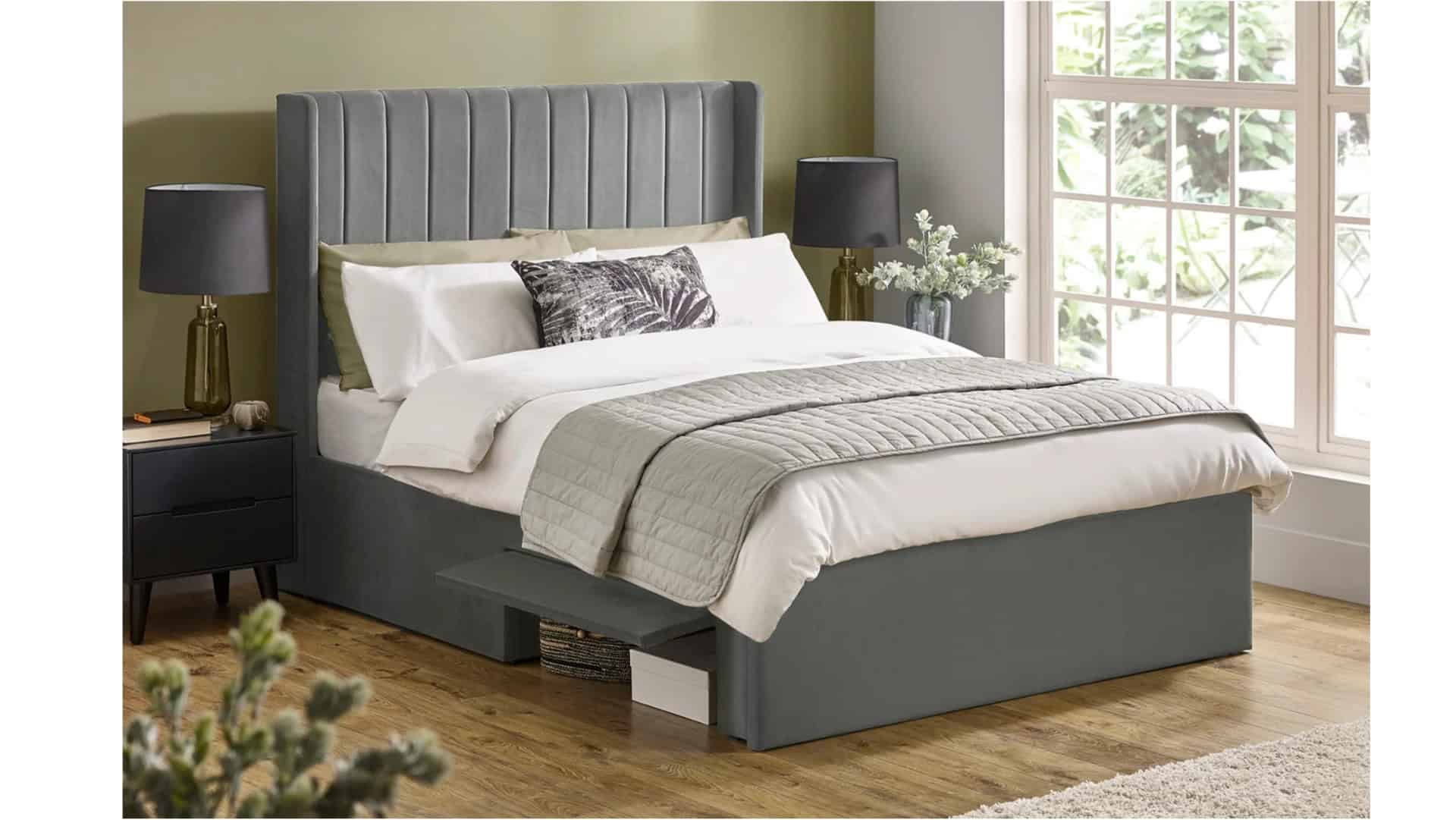 Leigha 4ft6 Bedframe - Grey Velvet | Buy Online | Beds.ie