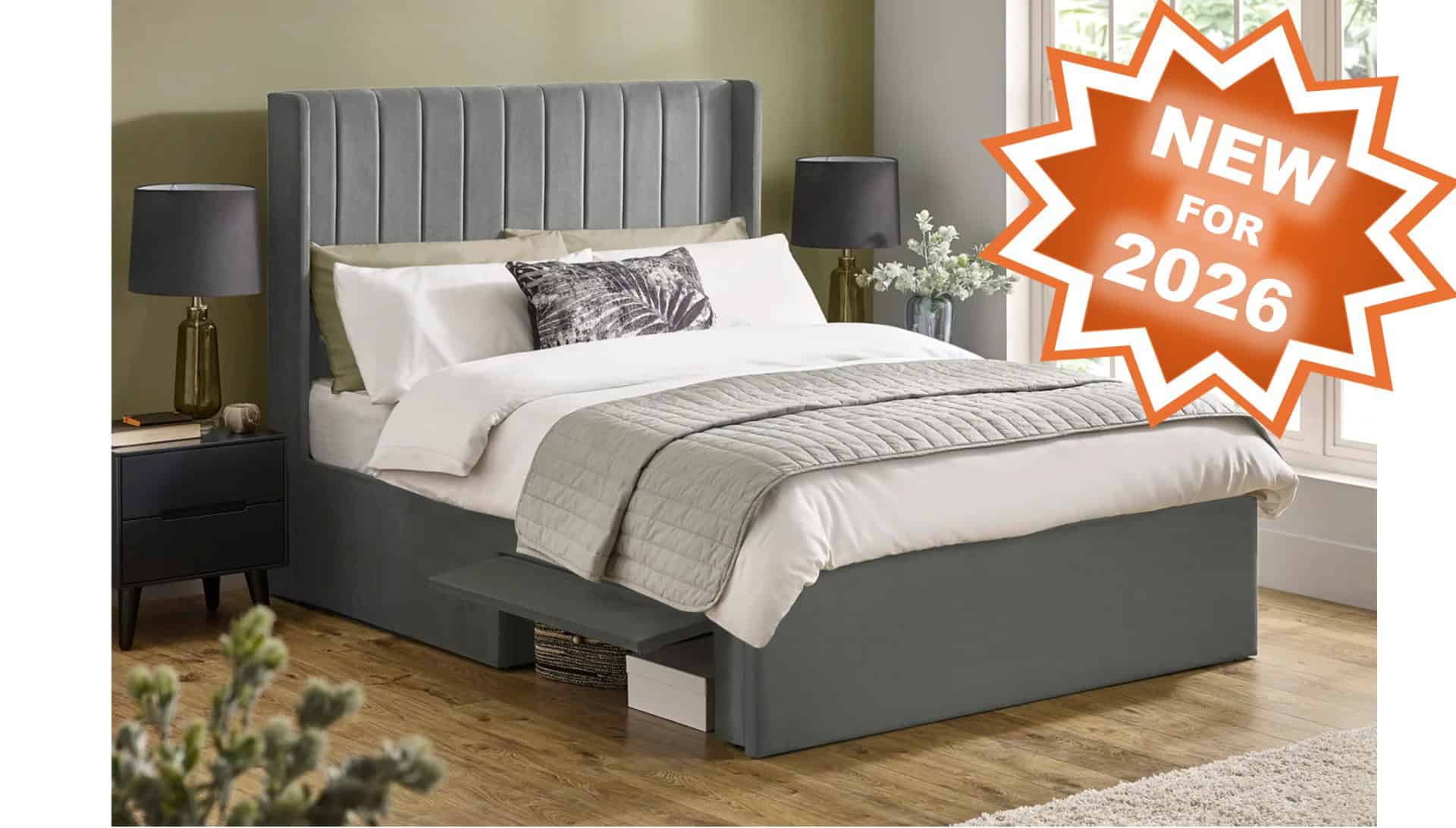 Leigha 4ft6 Bedframe - Grey Velvet - Image 10