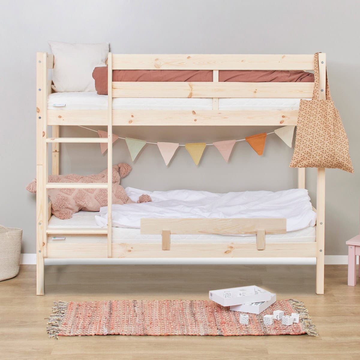 Hoppekids Shorty Bunkbed with Safety Rail - Natural - Image 2