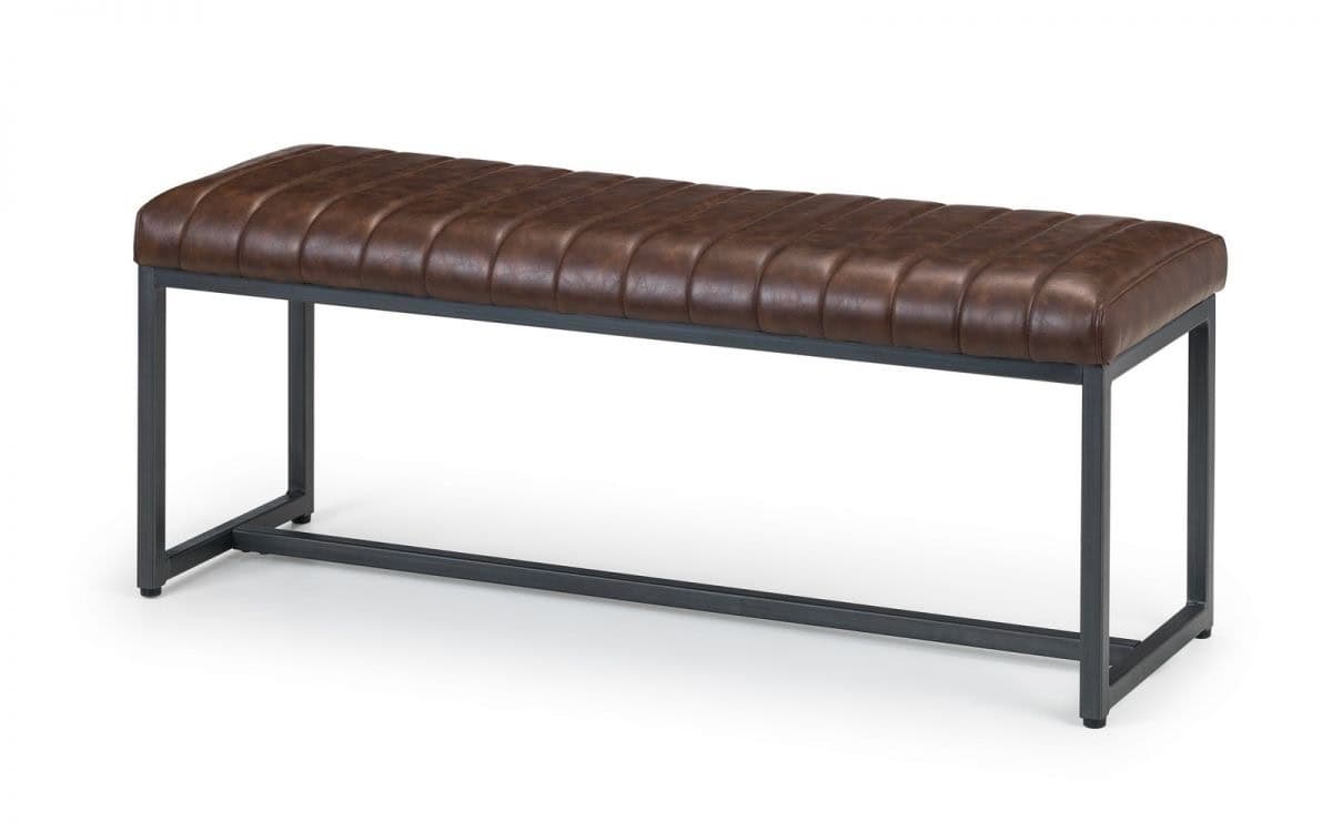 Lisbon Upholstered Bench - Faux Brown Leather | Buy Online | Beds.ie