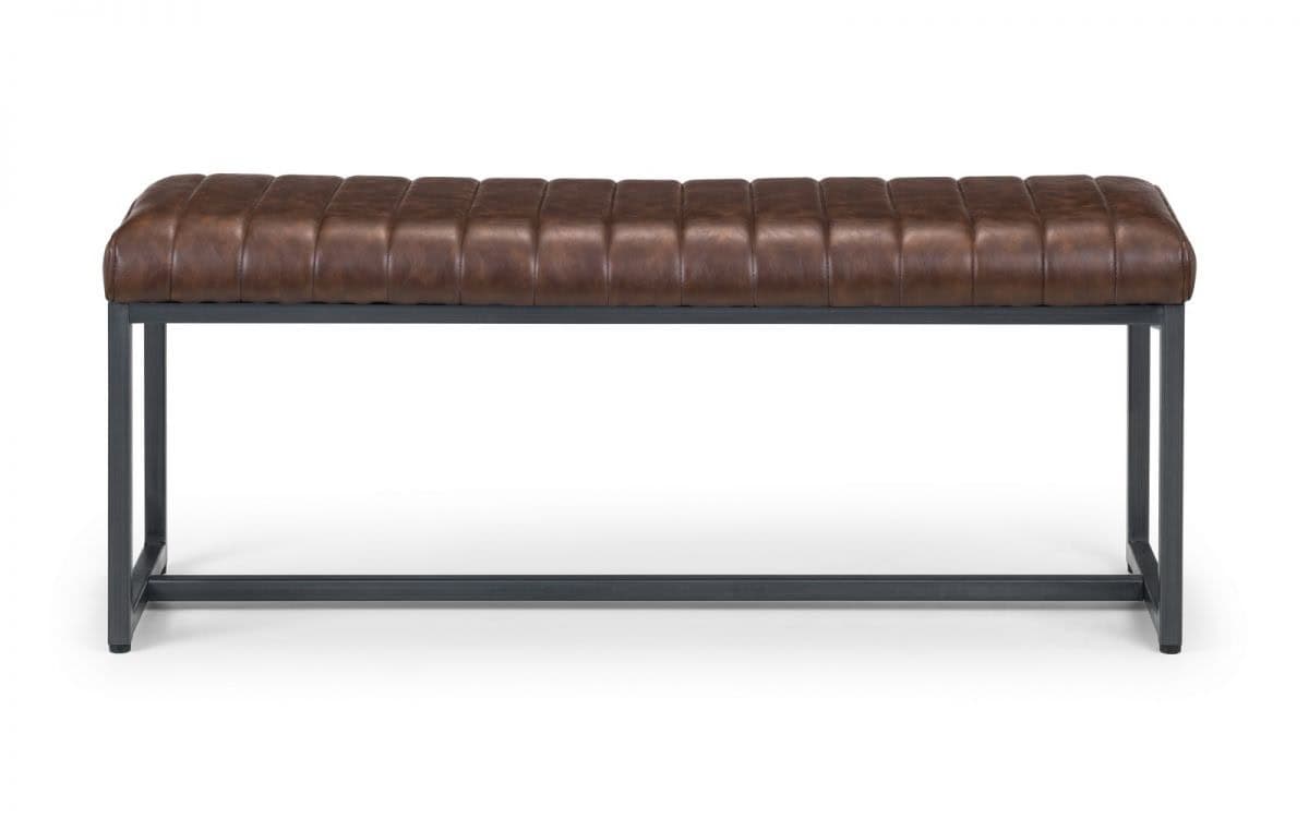 Lisbon Upholstered Bench - Faux Brown Leather - Image 2