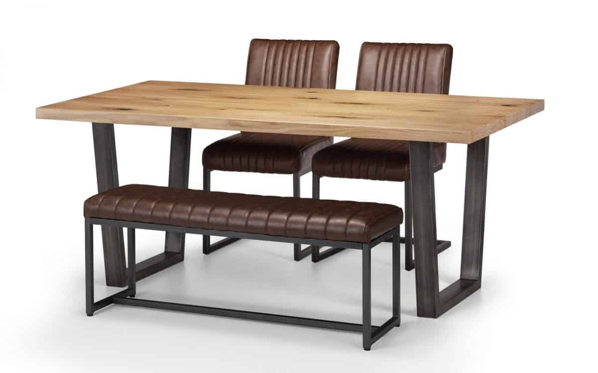Lisbon Upholstered Bench - Faux Brown Leather - Image 3