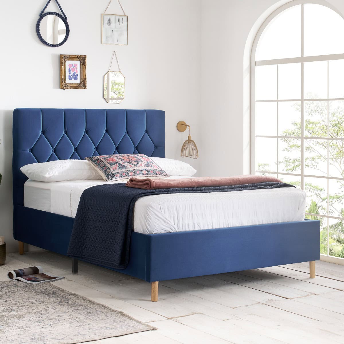 Loxley 4ft Bedframe - Blue Velvet | Buy Online | Beds.ie