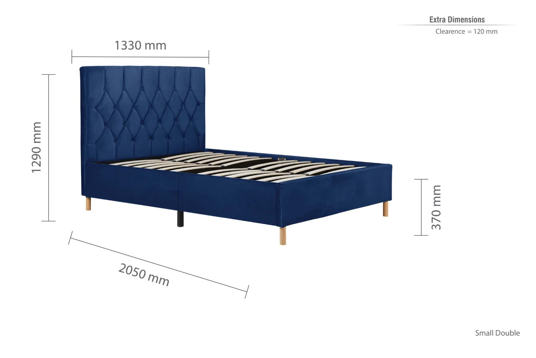 Loxley 4ft Bedframe - Blue Velvet - Image 7