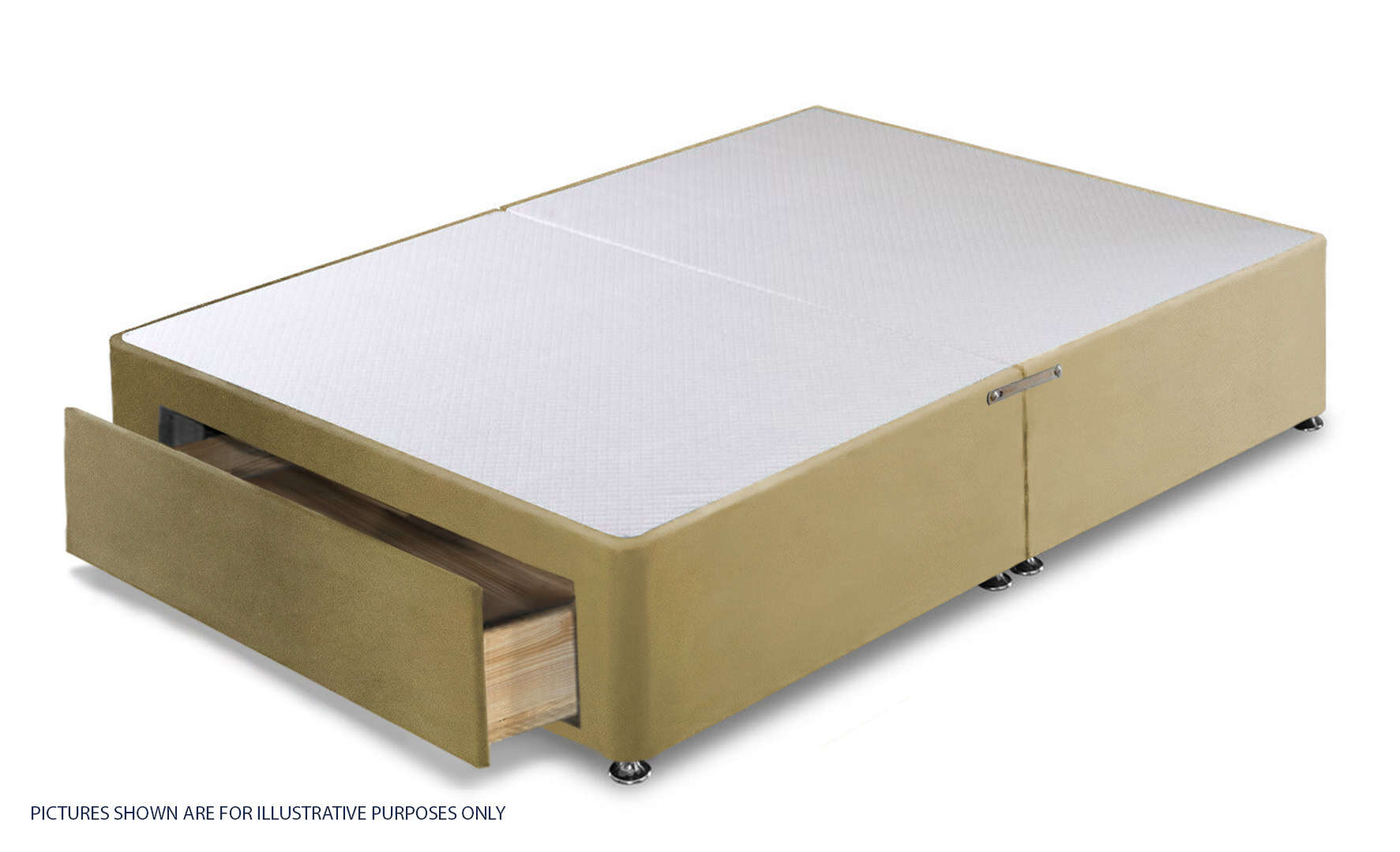 Apollo 4ft Velvet Sand Jumbo Drawer Divan Base | Buy Online | Beds.ie