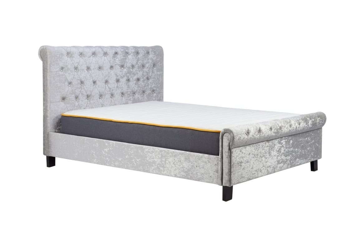 Sienna 4ft Bed - Steel Crushed Velvet - Image 2