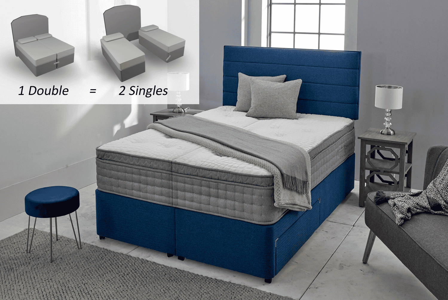 Healthbeds 6ft Bari 2000 2 Drawer Zip & Link Bed | Buy Online | Beds.ie