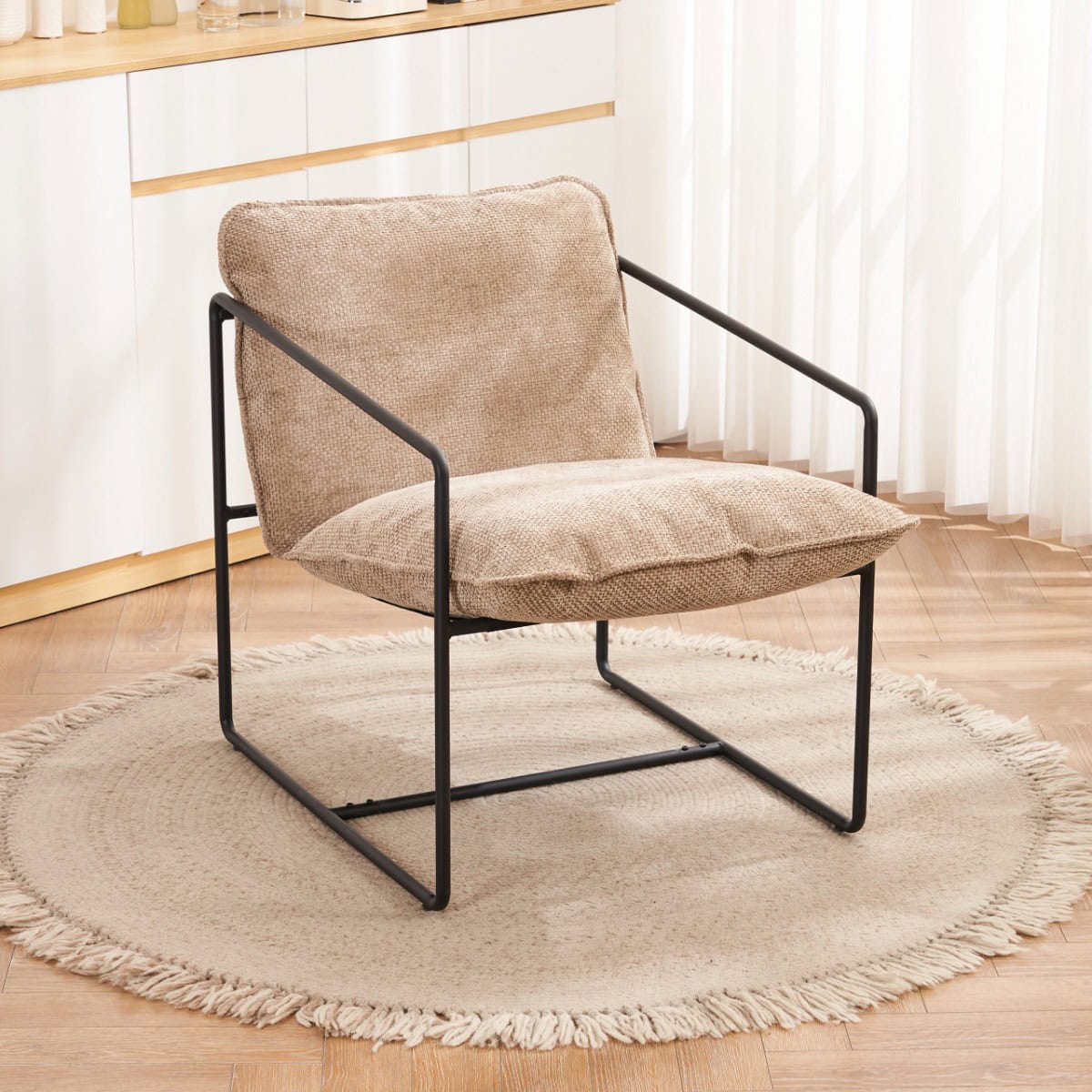 Tivoli Occasional Chair - Black Metal/Champagne Fabric - Image 4