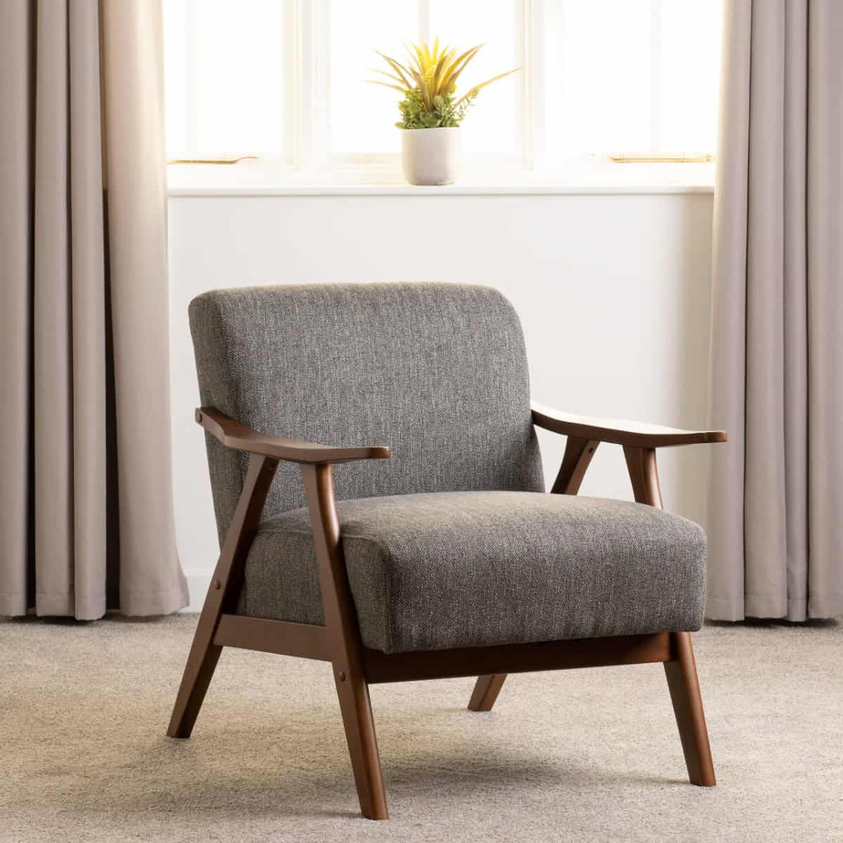 Kendra Accent Chair - Grey Fabric - Image 2