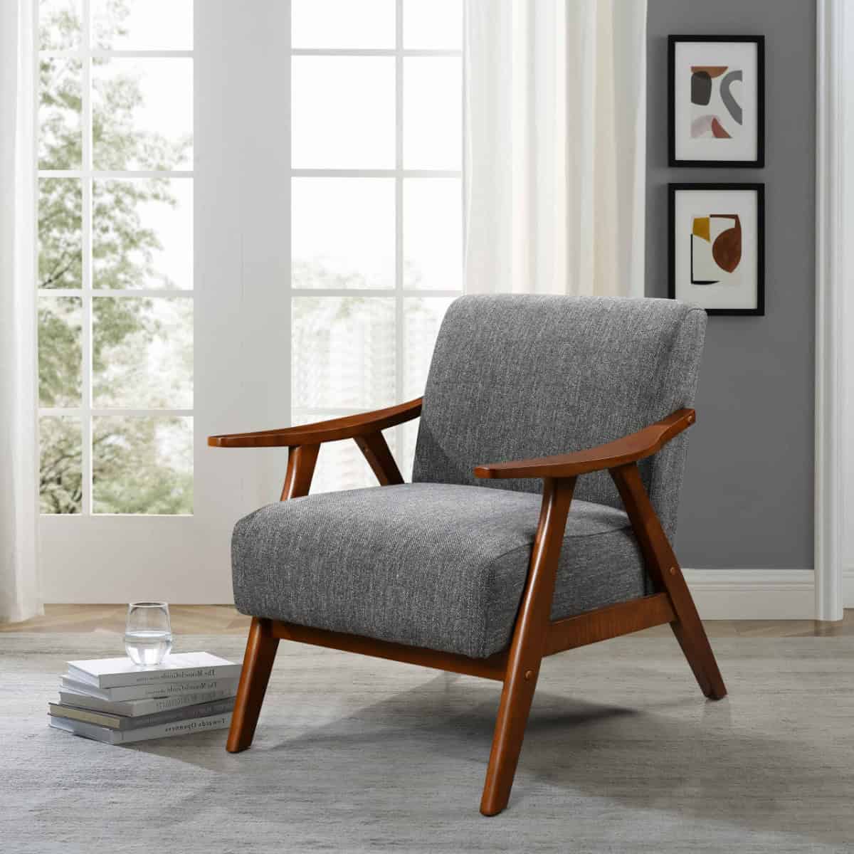 Kendra Accent Chair - Grey Fabric - Image 3