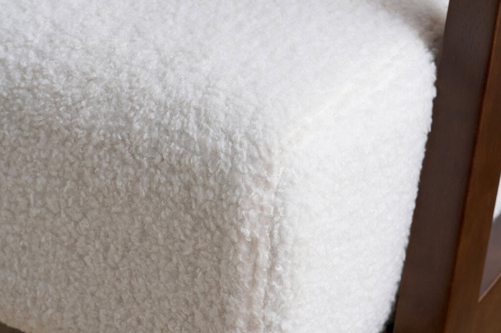 Ellwood Boucle Fabric Armchair - White & Dark Brown - Image 5