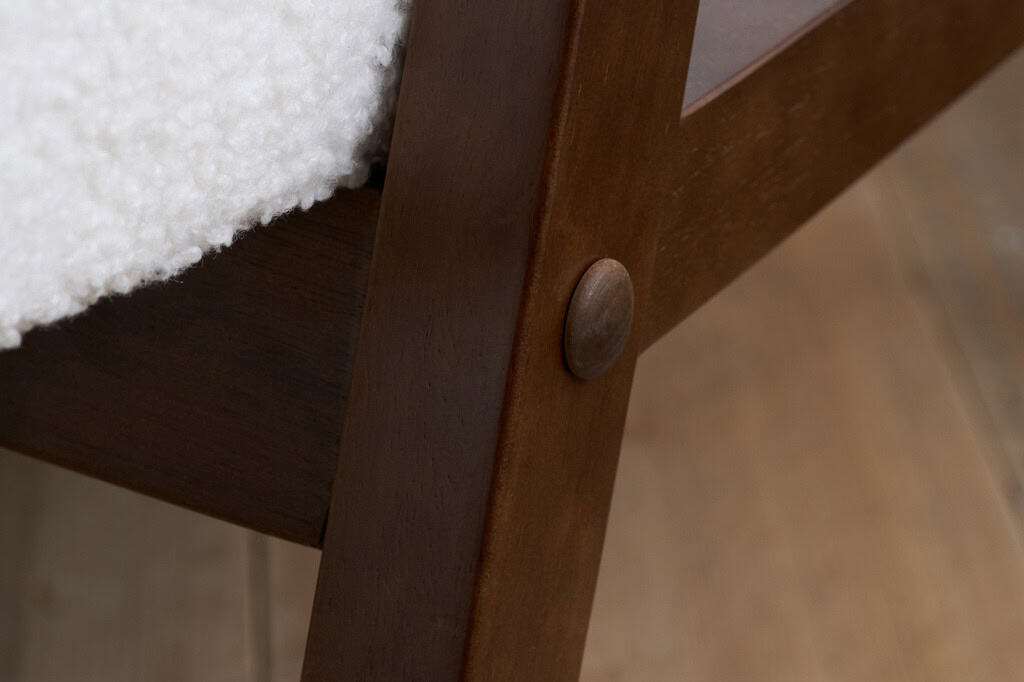 Ellwood Boucle Fabric Armchair - White & Dark Brown - Image 6