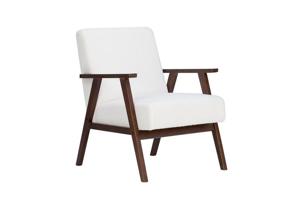 Ellwood Boucle Fabric Armchair - White & Dark Brown - Image 8