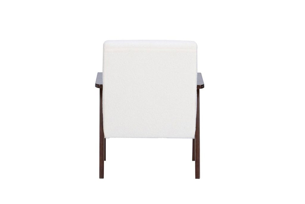 Ellwood Boucle Fabric Armchair - White & Dark Brown - Image 9