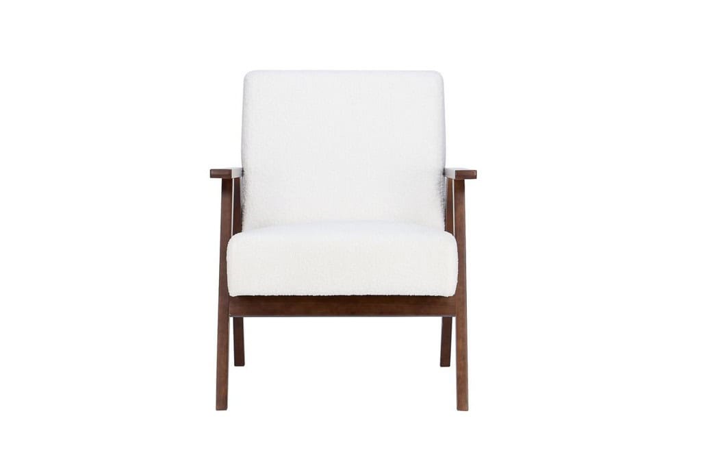 Ellwood Boucle Fabric Armchair - White & Dark Brown - Image 10